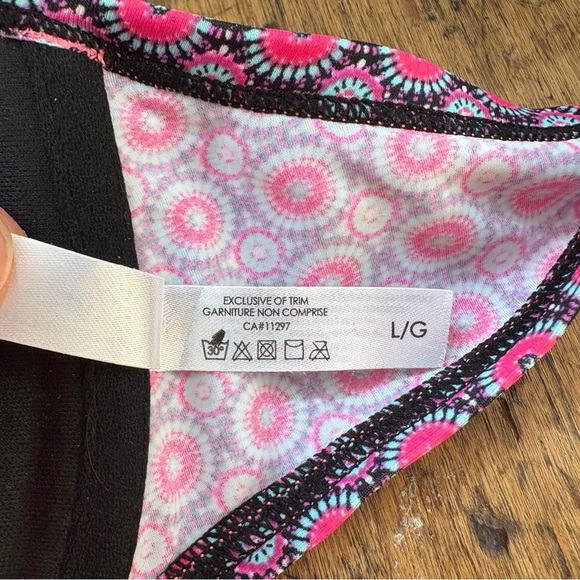 Pink and Black Patterned Women's Bikini Top - Picture 3 of 6